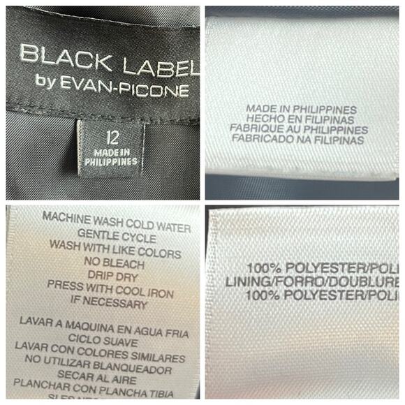 Evan Picone Black Label Dres A-line V-neck Black Red Colorblock Women’s Size 12 - Picture 10 of 11